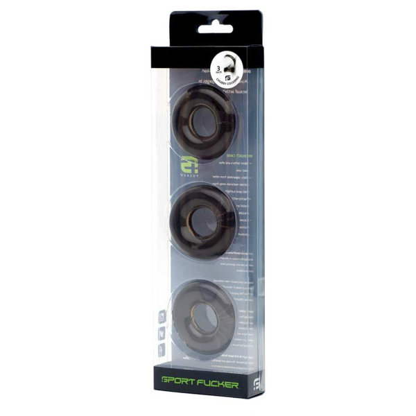 Chubby Rubber Cockring 3-Pack - Smoke