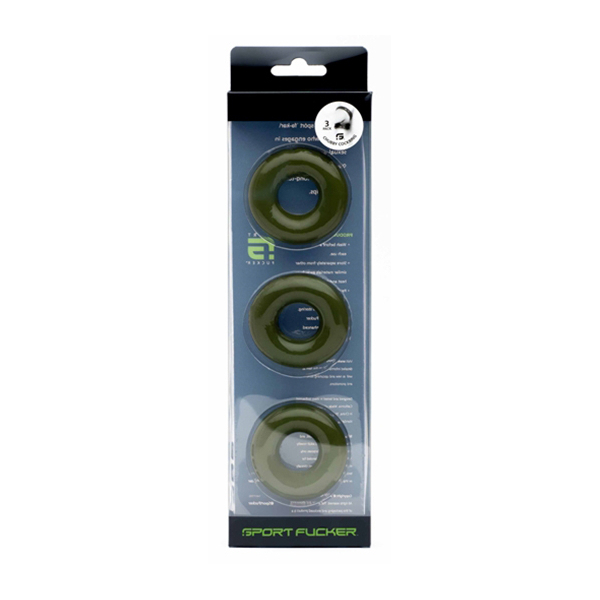 Chubby Rubber Cockring 3-Pack - Army Green