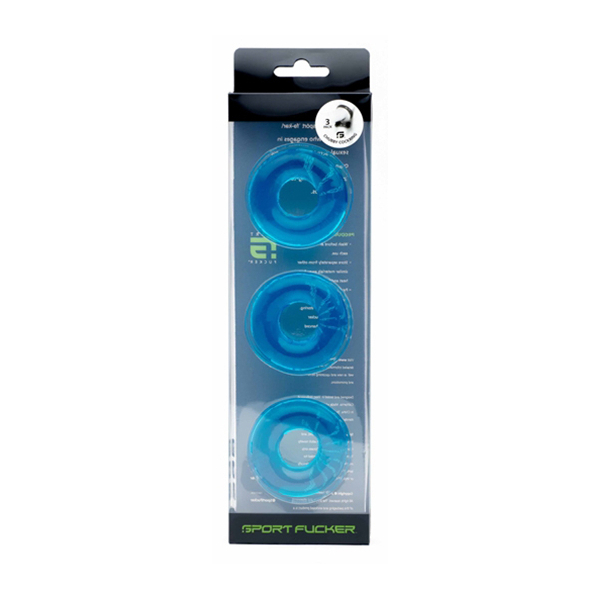 Chubby Rubber Cockring 3-Pack - Ice Blue