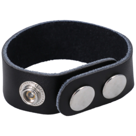 RockSolid by Doc Johnson Cockring ajustable en cuir The Leather 3 Snap Noir