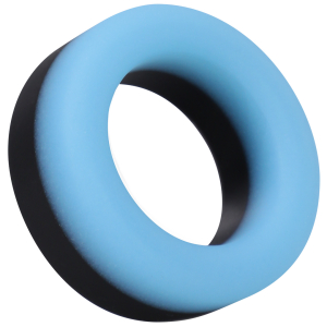 RockSolid by Doc Johnson Cockring en silicone Phosphorescent THE BIG O 32 mm Noir-Bleu ciel