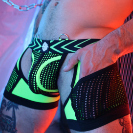 Boxer Jock Dickmatizado preto-verde neon