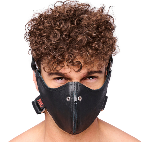 Demi masque en cuir avec zip