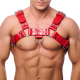 Leder Harness Schnalle Rot