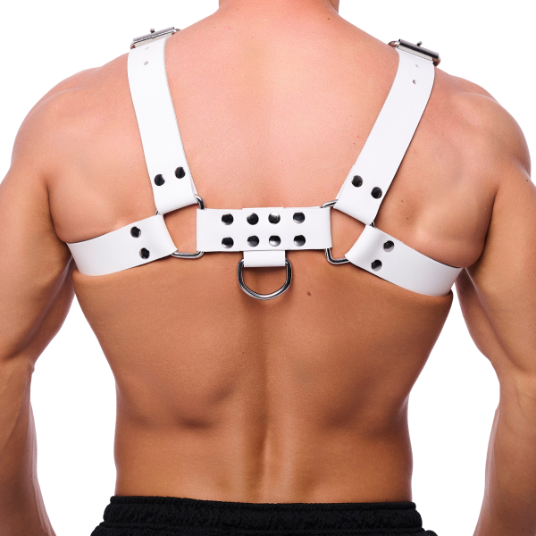 Leather Harness Buckle White