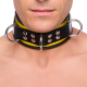 Leather Necklace 3 Rings D Yellow-Black