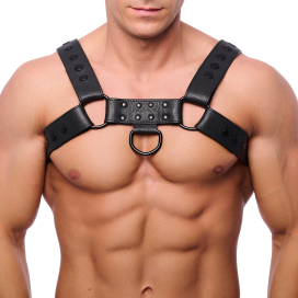 Arnês de Couro Preto Snap Leather Harness