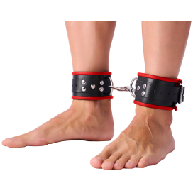 Leather ankle cuffs Black-Red