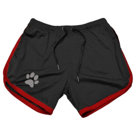 Mesh Paw Print Short RED BLACK