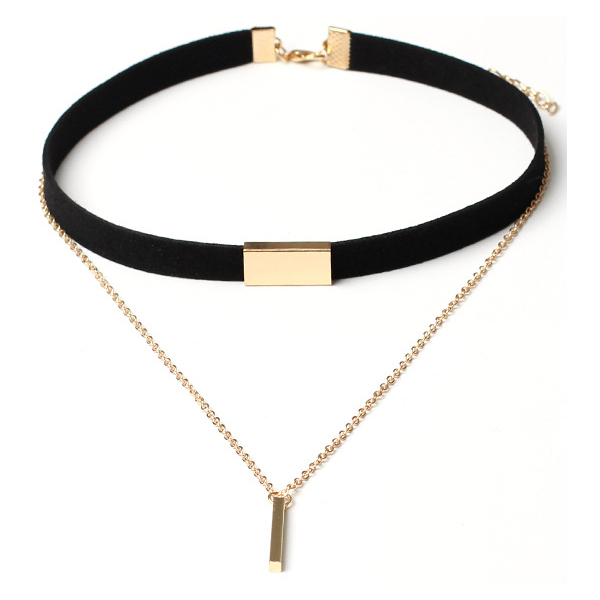 Golden Chain Tassel Suede Choker BLACK