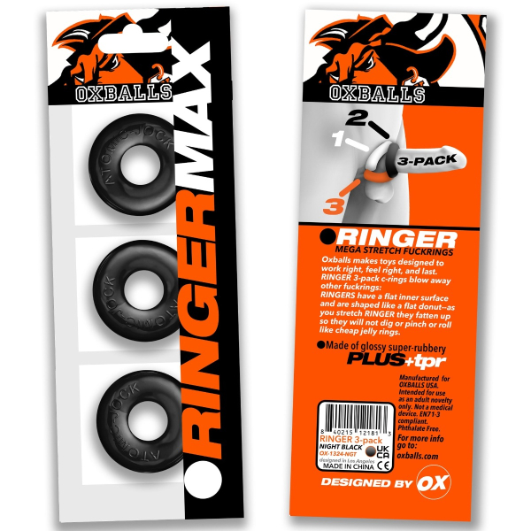 [TPR] RINGER MAX 3-Pack Cockrings Black