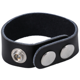 RockSolid by Doc Johnson Anel de couro ajustável The Leather 3 Snap Preto