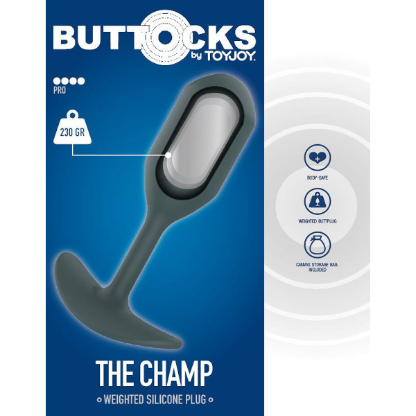 ToyJoy Buttocks The Champ Weighted Plug Grey