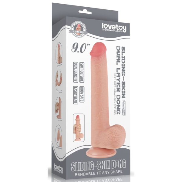 Dildo com bolsa de pele deslizante 17 x 3,5cm