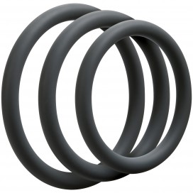 set di 3 anelli sottili neri in silicone
