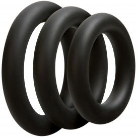 Set van 3 zwarte 10mm Silicone Ringen