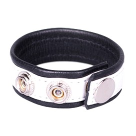 Leather Cock Strap - Black & White