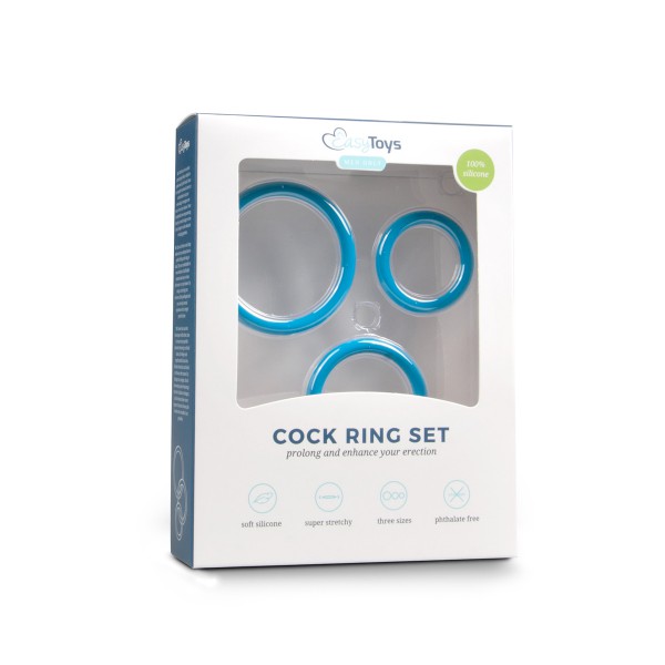 Blue Silicone Cockrings x3