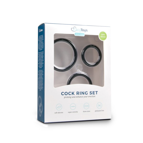 Pack 3 Silicone Cockrings Black