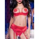 Set topless in pizzo rosso