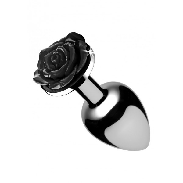 Jewel Plug with Black Rose - 8.5 x 4.1 cm LARGE