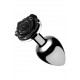 Jewel Plug with Black Rose - 7.5 x 3.4 cm MEDIUM