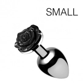Booty Sparks Jewel Plug met zwarte roos - 6,5 x 2,7 cm SMALL