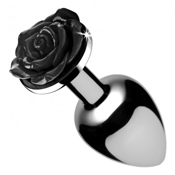 Jewel Plug with Black Rose - 6.5 x 2.7 cm SMALL