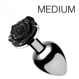 Plug Juwel mit schwarzer Rose - 7.5 x 3.4 cm MEDIUM