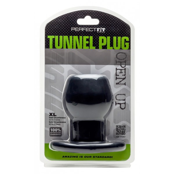 Ass Tunnel Plug Silikon Schwarz Extra Large 9 x 7 cm