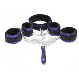 Bondage-Set mit Halsband und Handschellen Violett