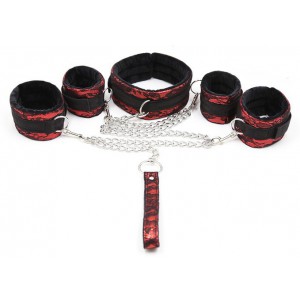 Bondage Kit Necklace + Handcuffs Red