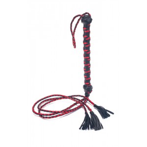 Devil Stick Peitsche Dreifach Riemen 50cm Schwarz-Rot