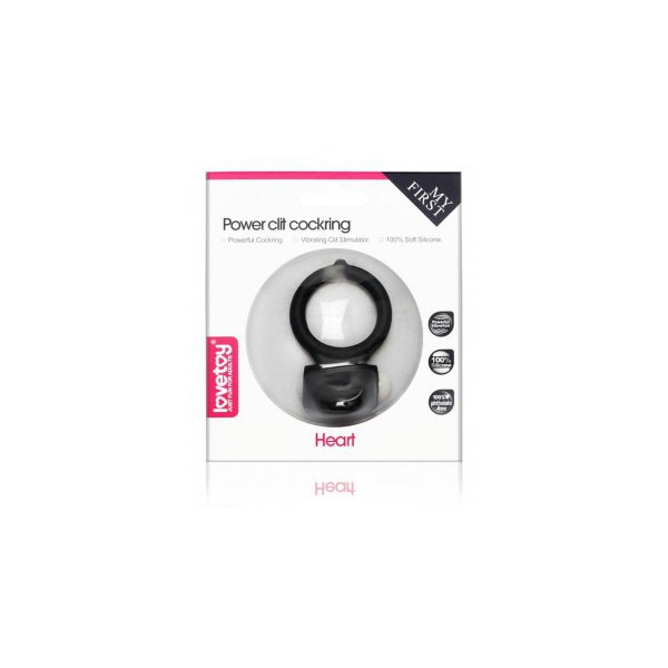 Power Clit HEART Vibrierender Ring - Schwarz