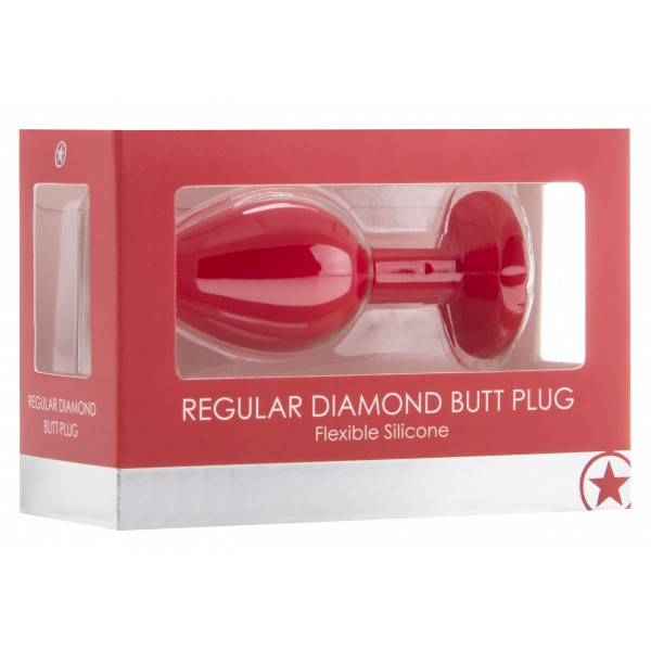 Regular Diamond Butt Plug - Red