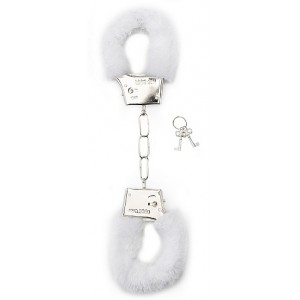 Shots Toys White Furry Handcuffs