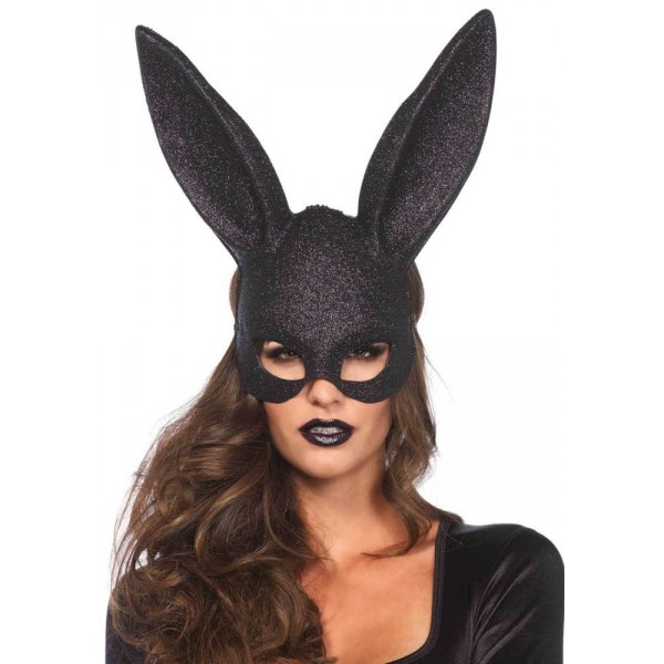 Rabbit Mask - Black Glitter