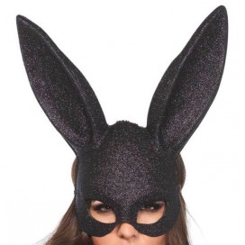 Leg Avenue Rabbit Mask - Schwarz mit Glitzer