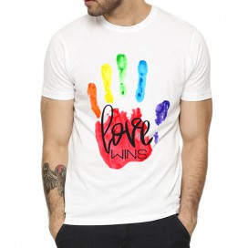 T-shirt blanc avec main Rainbow
