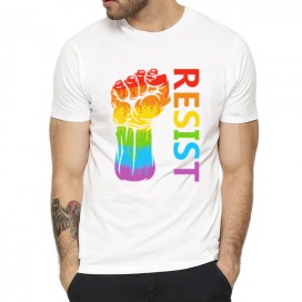 Maglietta Resist Rainbow Bianco