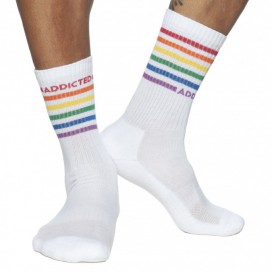 Addicted Chaussettes RAINBOW Blanches
