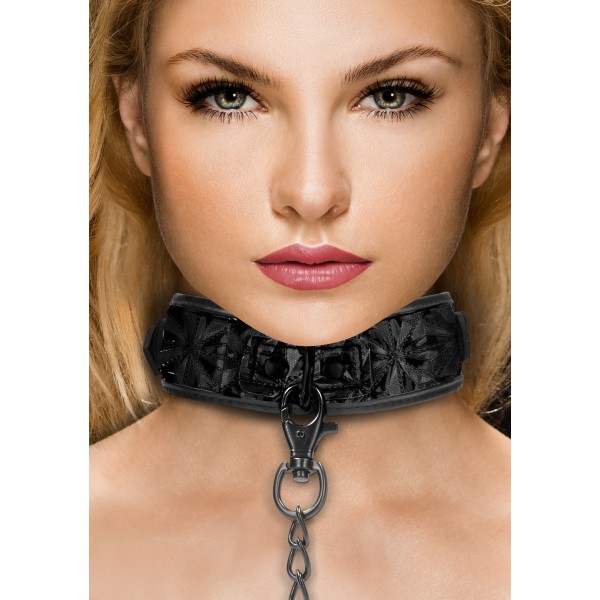 Luxury Halsband und Leine Schwarz