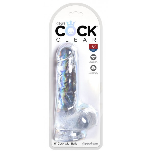 Consolador transparente King Cock 13,5 x 3,5cm