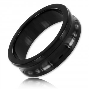 Stainless Steel Belowed black cockring 15mm